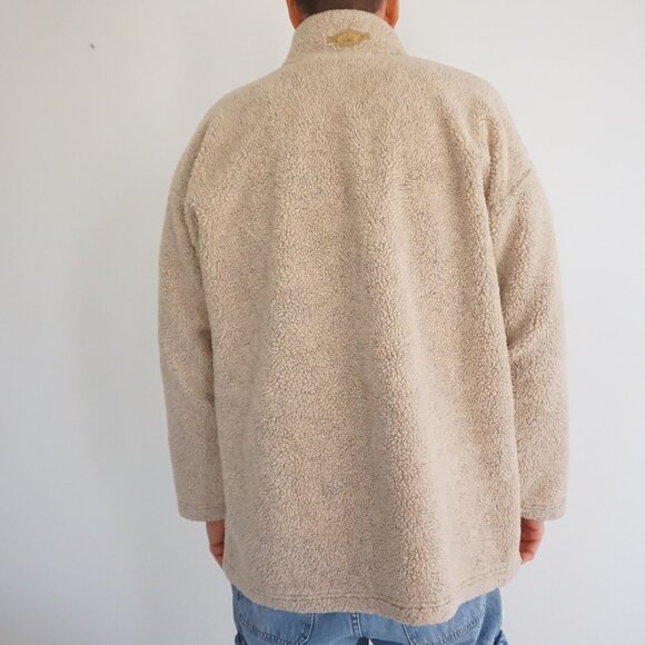 Vintage Marshlands Canada Beige Sherpa Wolf Embroidered Quarter Zip Fleece Large - Picture 2 of 10